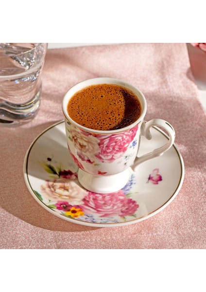 Öykü 12 Parça Porselen Kahve Fincan Takımı - Beyaz - 90 ml fiyatları