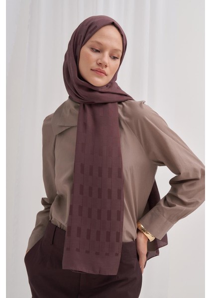 Küpçizgi Jakar Italyan Ipekli Şal Koyu Gül Kurusu