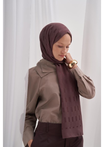 Küpçizgi Jakar Italyan Ipekli Şal Koyu Gül Kurusu modelleri