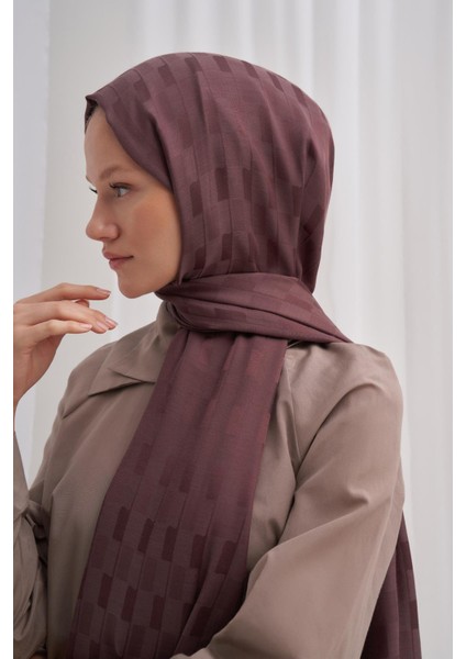 Küpçizgi Jakar Italyan Ipekli Şal Koyu Gül Kurusu