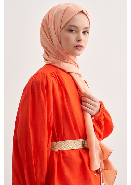 C Desen Monogram Pamuk Ipek Şal Somon