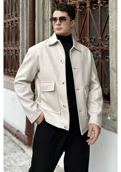 Düğmeli Cep Detaylı Erkek Kaşe Kaban P-00018810 fiyatları