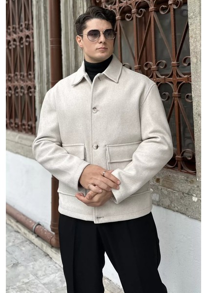 Düğmeli Cep Detaylı Erkek Kaşe Kaban P-00018810 modelleri