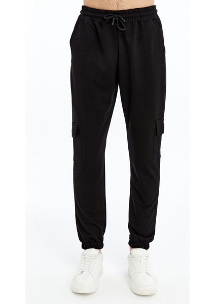 Erkek Siyah Kapaklı Cepli Jogger Eşofman ALTI-P2142