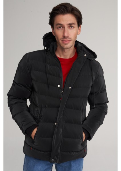 Çetinkaya Mentality 7984 Şişme Mont Kapşonlu Regular Siyah