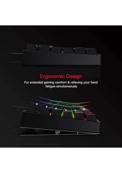 K582-US Surara Rgb LED Arkadan Aydınlatmalı Qwerty Mekanik Oyun Klavyesi, 104 Tuşlu, Abd Düzeni (Kırmızı Şalter – Abd Düzeni) modelleri