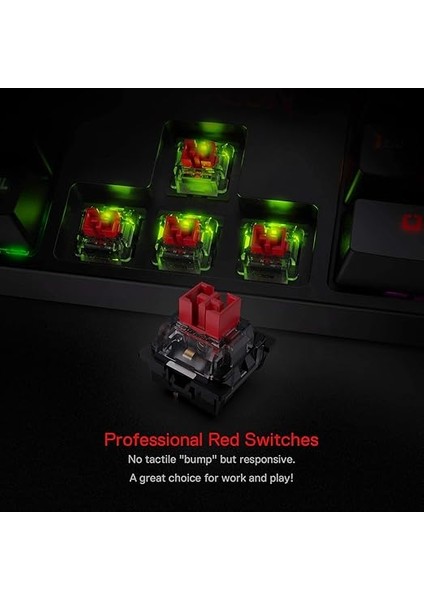 K582-US Surara Rgb LED Arkadan Aydınlatmalı Qwerty Mekanik Oyun Klavyesi, 104 Tuşlu, Abd Düzeni (Kırmızı Şalter – Abd Düzeni) indirimleri
