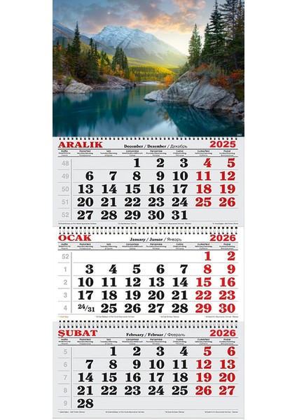 2026 Yılı Gemici Takvimi- Dağlar, Nehir ve Orman