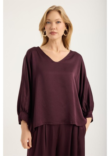 Yarasa Kesim Kolucu Manşet Bluz