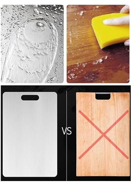 Çift Taraflı Kesme Tahtası - (2 Adet) Premium Sus 304 Mutfak, Et, Sebzeler, Bebek Maması Için Paslanmaz Çelik Kesme Tahtası - Bulaşık Makinesinde Yıkanabilir - (34,3 cm x 23,1 cm & 12"x 8") indirimleri