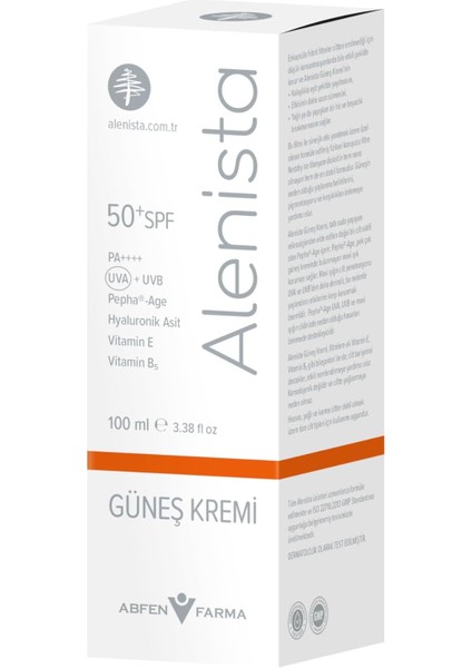 Alenista SPF50 Uv Kaynaklı Güneş Kremi 100 ml