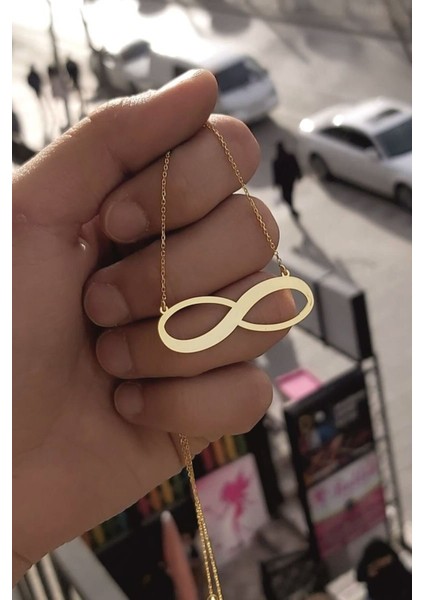 925 Ayar Gümüş 24 Ayar Altın Kaplama Sonsuzluk Kolye