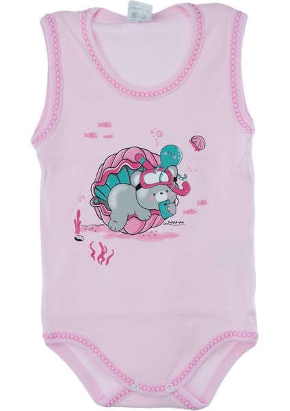 Erkek Bebek Zıbın Badi %100 Pamuk Deniz Temalı Baskılı Kolsuz Alttan Çıtçıtlı Yumuşak