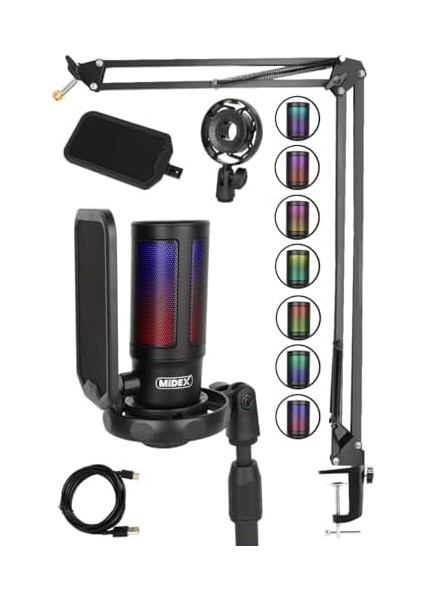 V6 Rgb Set USB Oyuncu ve Yayıncı Mikrofonu Condenser Stüdyo (Kayıt Gaming Tiktok Twitch Canlı Yayın Discord Youtube) modelleri