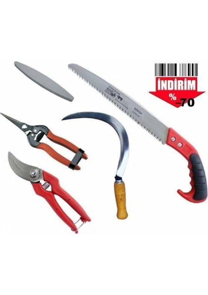 Bahçe Bağ Budama Makası Ağaç Dal Kesme Testeresi Ot Orak Tırpan Bileme Taşı