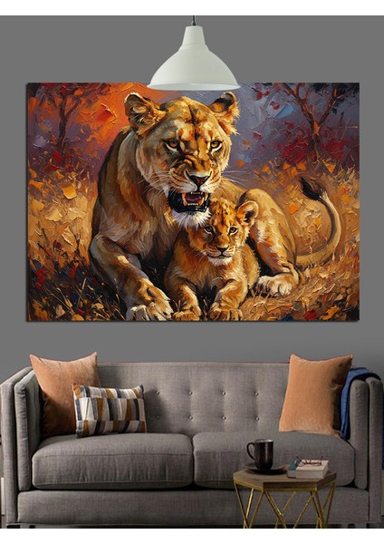 Güçlü Aslanın Derin Bakışı Dekoratif Kanvas - Mdf Ahşap Tablo