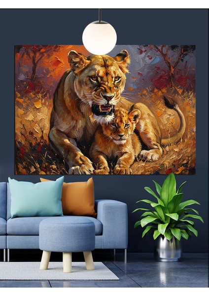 Güçlü Aslanın Derin Bakışı Dekoratif Kanvas - Mdf Ahşap Tablo modelleri
