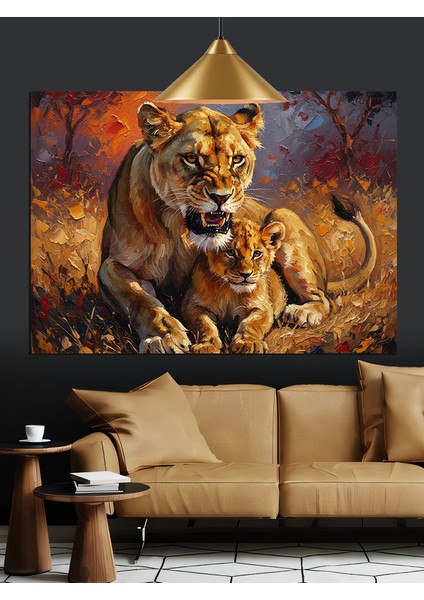 Güçlü Aslanın Derin Bakışı Dekoratif Kanvas - Mdf Ahşap Tablo fırsatları