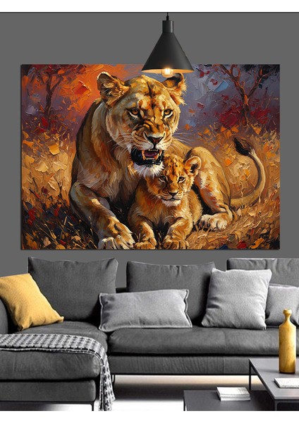 Güçlü Aslanın Derin Bakışı Dekoratif Kanvas - Mdf Ahşap Tablo indirimleri