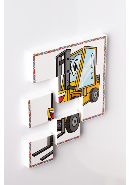 Manyetik Blok Çift Taraflı 9 Parçalı Mıknatıslı Kepçe - Forklift Puzzle - 2 Görsel Yapboz modelleri