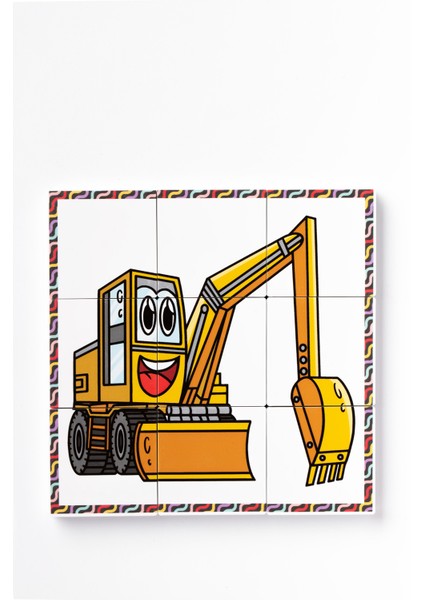 Manyetik Blok Çift Taraflı 9 Parçalı Mıknatıslı Kepçe - Forklift Puzzle - 2 Görsel Yapboz