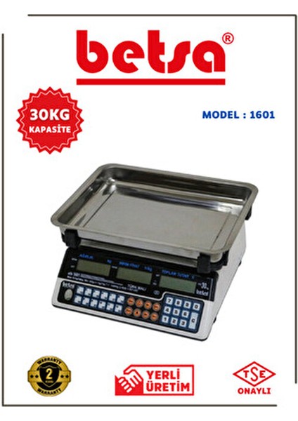 ETB-1601 30KG Kapasiteli Dijital Terazi Yerli İmalat 2 Yıl Garanti ile fiyatları