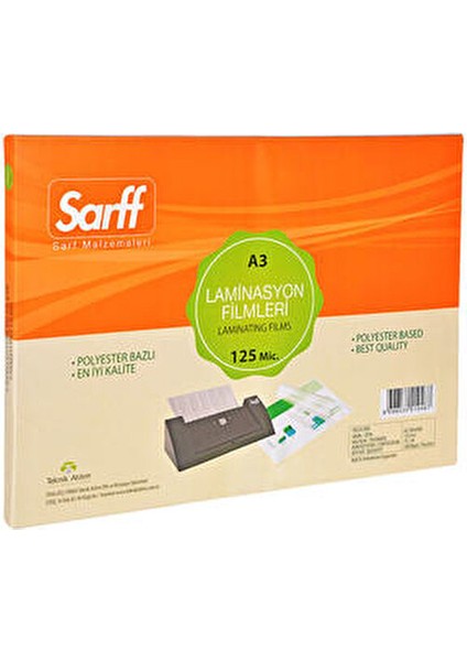 125 Mic A3 Laminasyon Filmi 100 Adet Şeffaf Kullanım Kolaylığı Sunar fiyatları