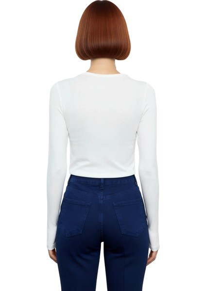 Kadın Fitted Bisiklet Yaka Bordo Çizgili Uzun Kollu Viskon Ribana Kışlık Bluz Günlük Kullanım Için fırsatları