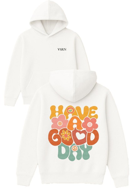 Have A God Tasarım Baskılı Oversize Beyaz Kapüşonlu Sweatshirt