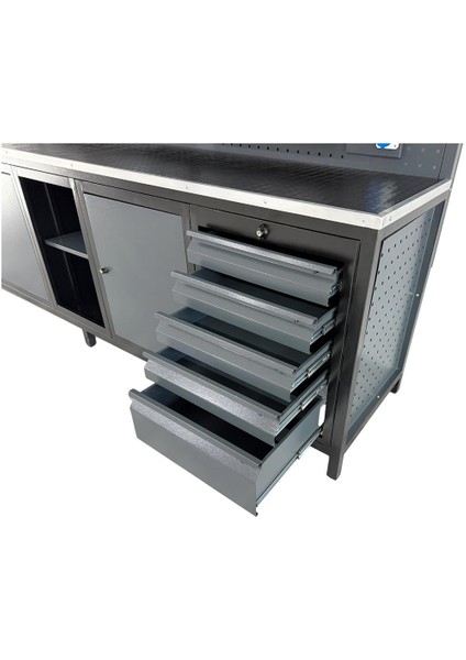 TTR4431 3 Metre Takım Tezgahı 10 Çekmeceli 10 Dolaplı Ara Bölmeli