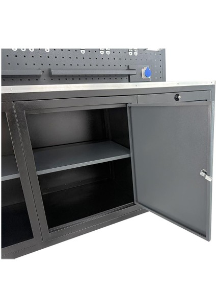 TTR4431 3 Metre Takım Tezgahı 10 Çekmeceli 10 Dolaplı Ara Bölmeli