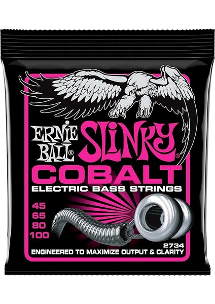 Ball P02734 Süper Slinky Kobalt Elektrik Bas Telleri, Ölçü 45-100