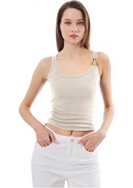 Pamuklu Kalın Askılı Fitilli Toka Detaylı Kadın Atlet 3' lü Paket