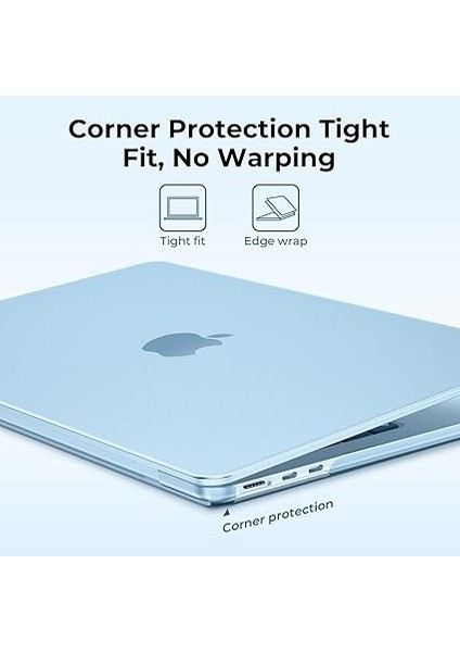 MacBook Air 13 Inç M4 M3 M2 2025 2024 2022 Için Uyumlu Kılıf [orijinal Dokuyu Sunar] 13.6" A3240 A3113 A2681 Için Ultra Ince Görünmez Yarı Saydam Sert Kabuk Kapak - Mat Gök Mavisi fırsatları
