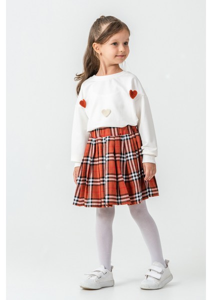 Kareli Etekli Kız Çocuk 3\'lü Takım - 26K 6359