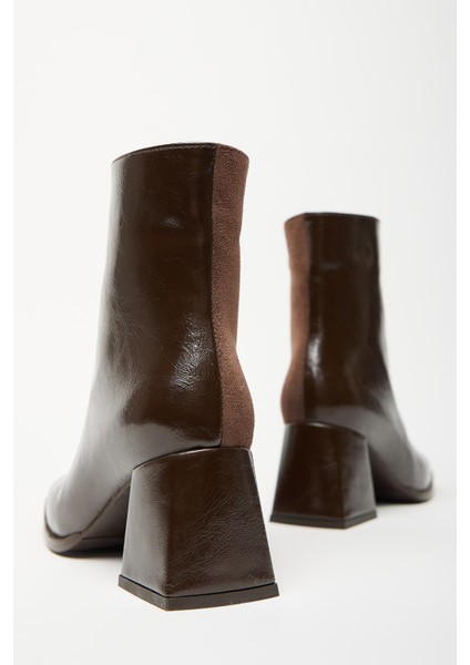 Kahverengi Rugan - Süet Kadın Küt Burun Minimal Bot modelleri