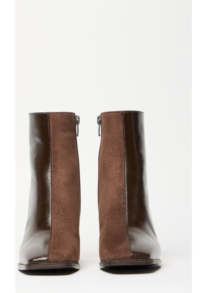 Kahverengi Rugan - Süet Kadın Küt Burun Minimal Bot indirimleri