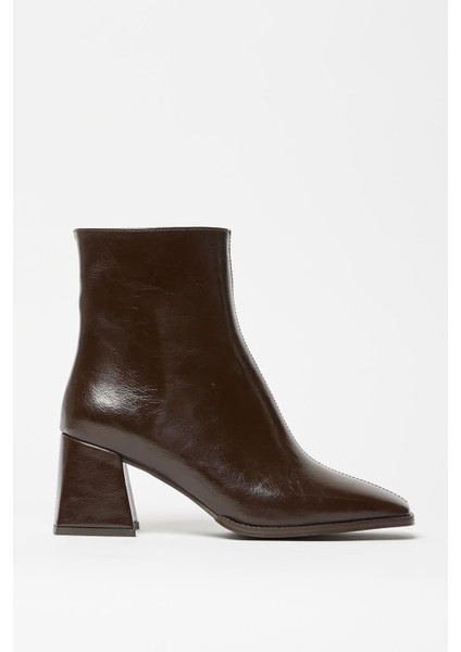 Kahverengi Rugan - Süet Kadın Küt Burun Minimal Bot