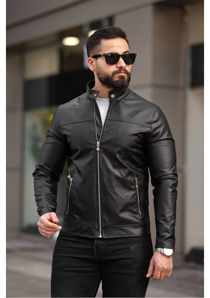 Yeni Sezon Erkek Premium Karbon Deri Slim Fit Mevsimlik Ceket fiyatları