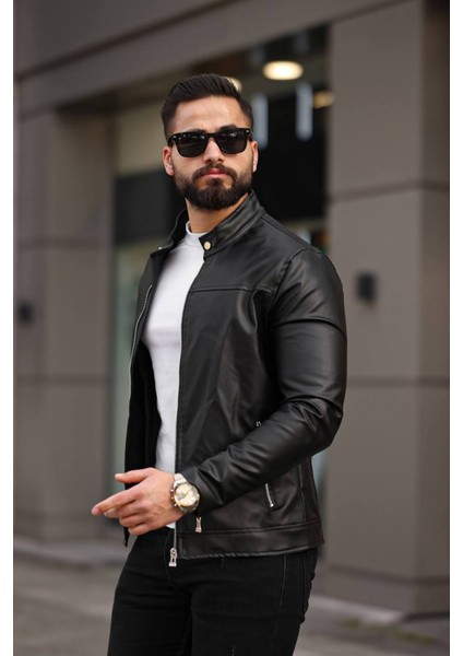 Yeni Sezon Erkek Premium Karbon Deri Slim Fit Mevsimlik Ceket modelleri