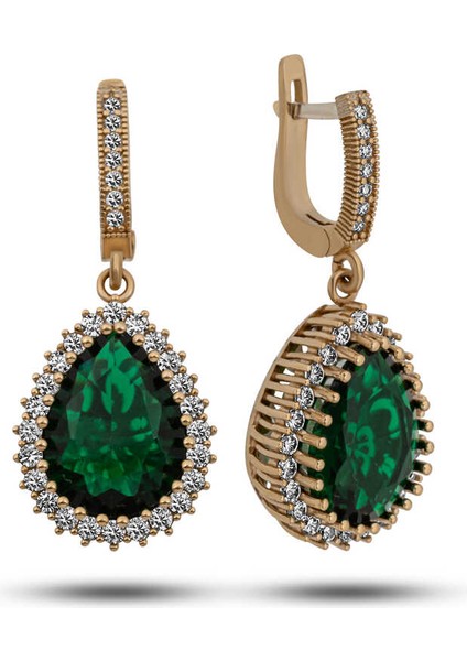 Gümüş Zümrüt Taşlı Hürrem Kadın Küpe