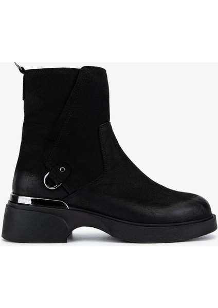 Kadın Hakiki Deri Siyah Nubuk Casual Bot 599 30048 Bn Bot SK25-26 Sıyah Nubuk