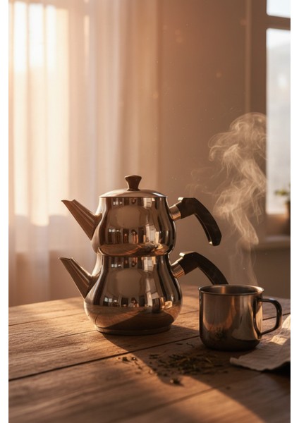 Antonio Midi Boy Siyah Çaydanlık Takımı 2.2 Litre