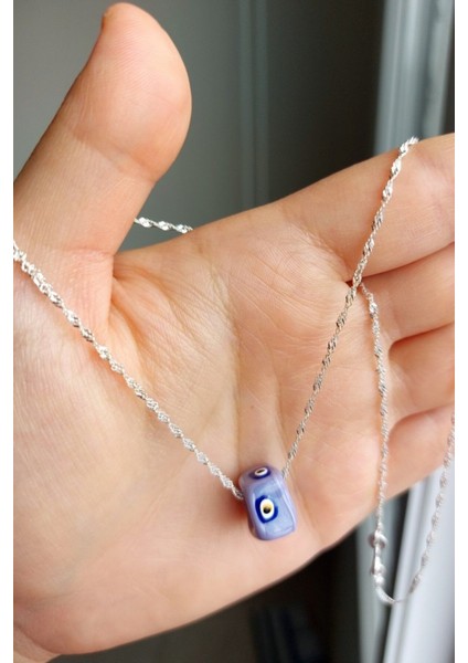 925 Ayar Gümüş Nazar Boncuklu Singapur Zincir