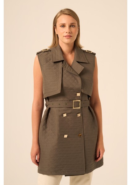 Bayan Kapitone Yelek Haki 31240