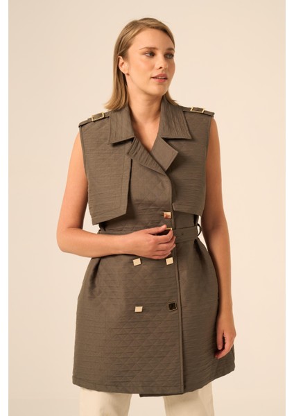 Bayan Kapitone Yelek Haki 31240 fiyatları