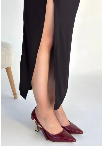 Inja Bordo Rugan Topuklu Ayakkabı modelleri