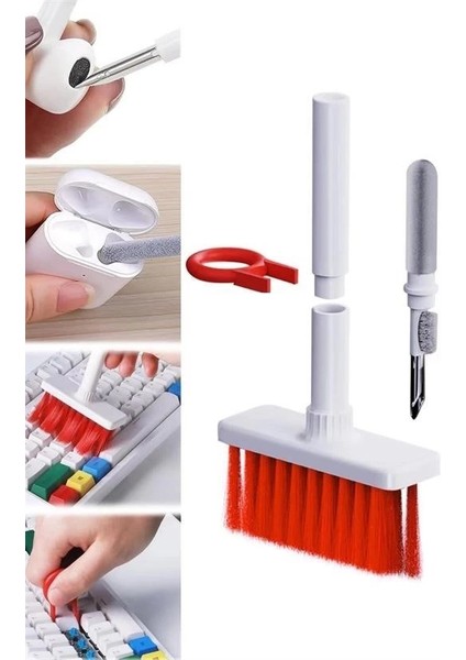 Çok Amaçlı Kırmızı Hassas Fırça Başlıklı Bilgisayar Laptop Temizleme Fırçası