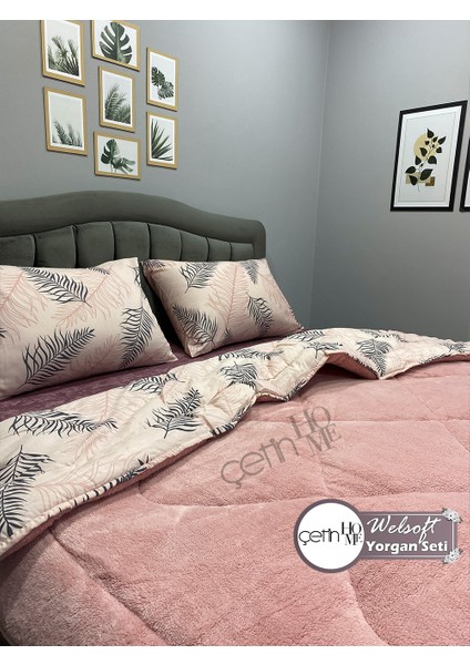 Çetinhome Çift Kişilik Desenli Welsoft Yorgan Seti Yaprak Gül Kurusu (Çarşafsız) modelleri