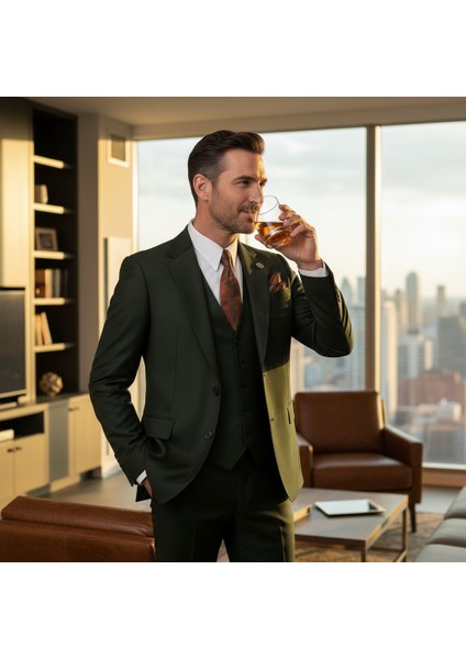 Erkek Takım Elbise, Mono Yaka, Blazer, Slımfıt, Haki Yeşil fiyatları